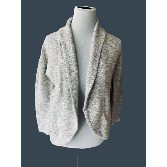 TALBOTS LADIES PETITE OPEN FRONT COLLARED GRAY METALLIC THREADING EUC P - Picture 8 of 8